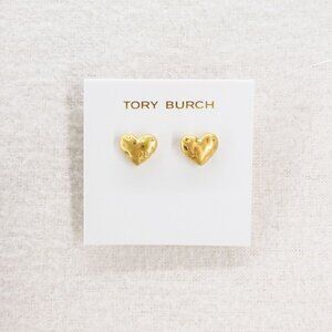 Tory Burch Heart Stud Earrings Gold OS